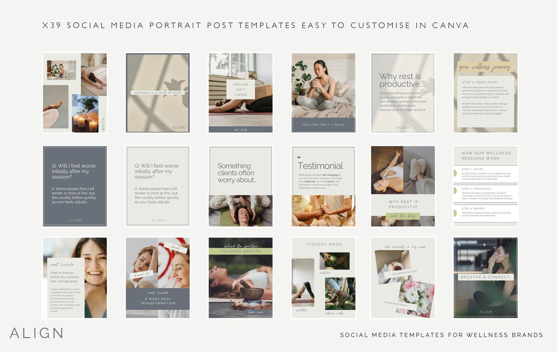 Holistic Wellness Social Media Canva Template Kit Yoga Therapy Spiritual