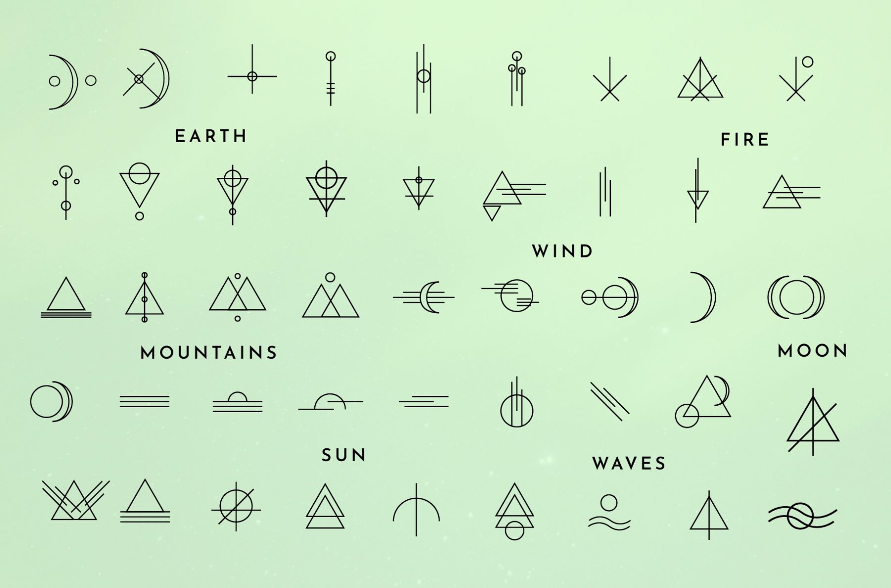 Elemental Promo-06 Geometric Astrology Nature Elemental Illustration Icons Holistic Wellness
