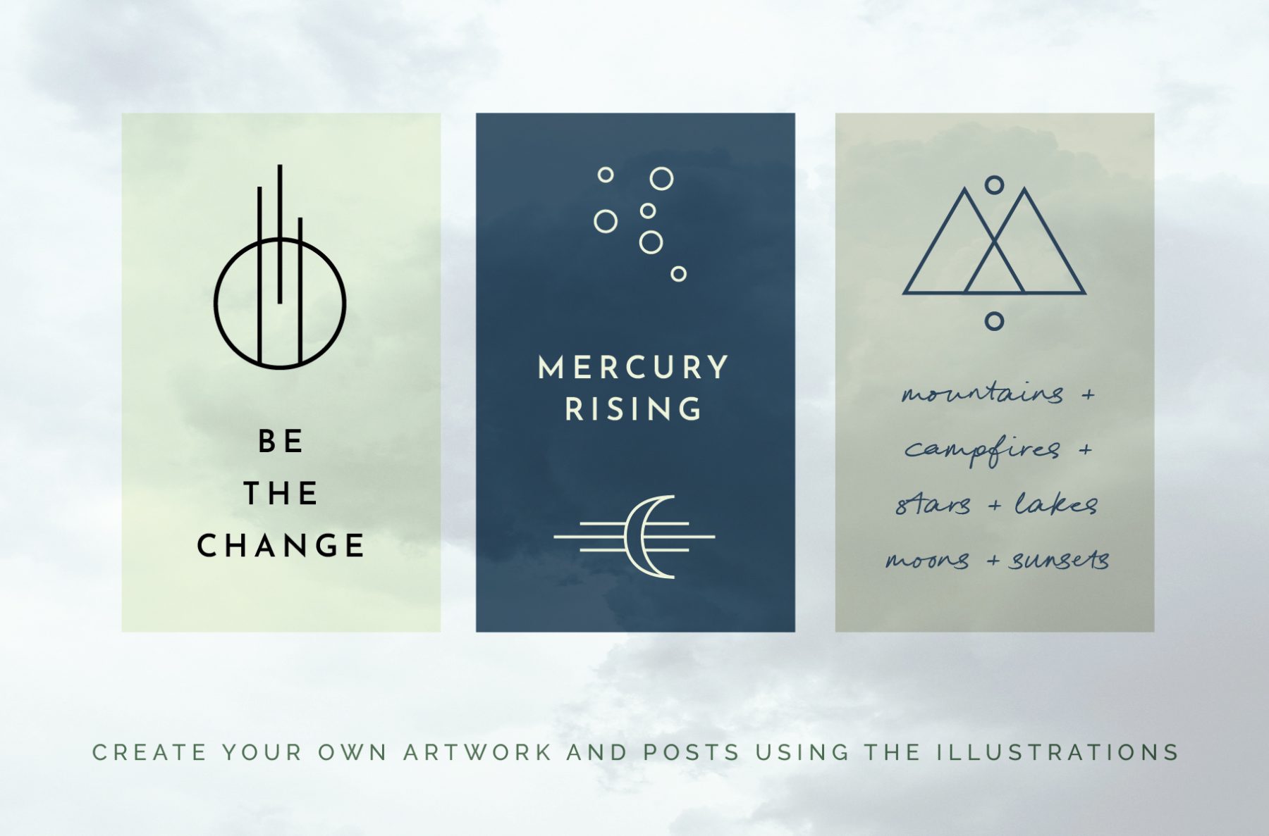Elemental Promo-10 Geometric Astrology Nature Elemental Illustration Icons Holistic Wellness