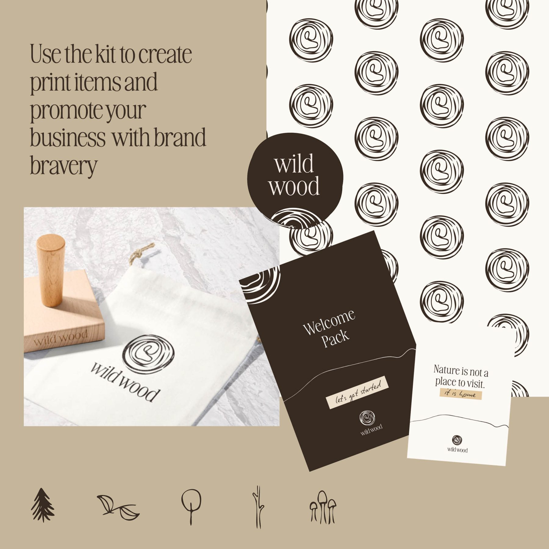 Wild Wood Etsy Listing5 Semi Custom Natural Eco Sustainable Brand Logo Kit